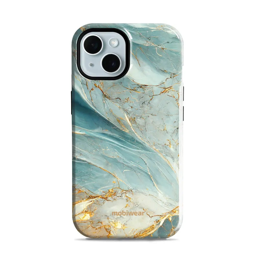 Handyhülle für iPhone 15, Mobiwear Elite Pro, Adern des Azur