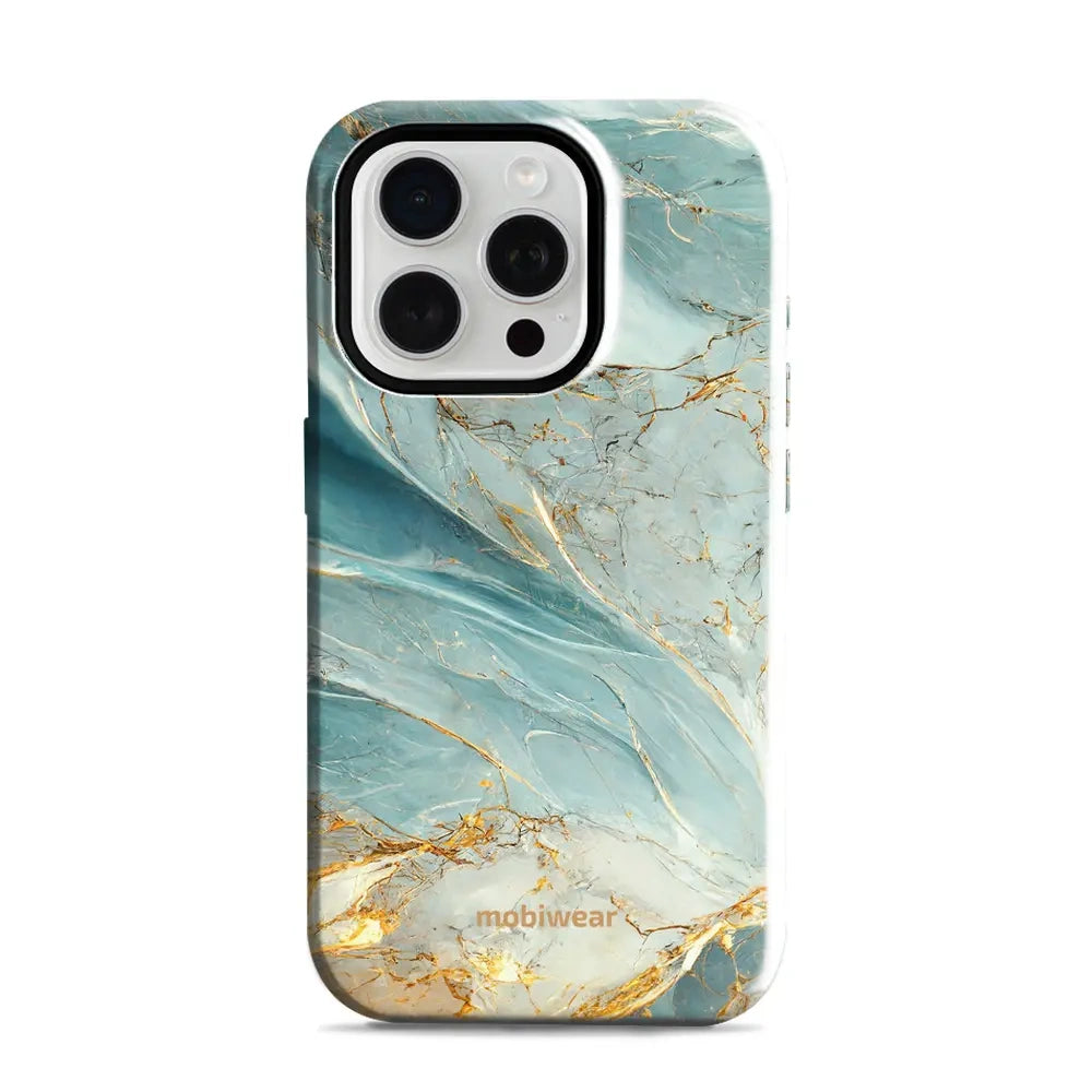 Handyhülle für iPhone 15 Pro, Mobiwear Elite Pro, Adern des Azur