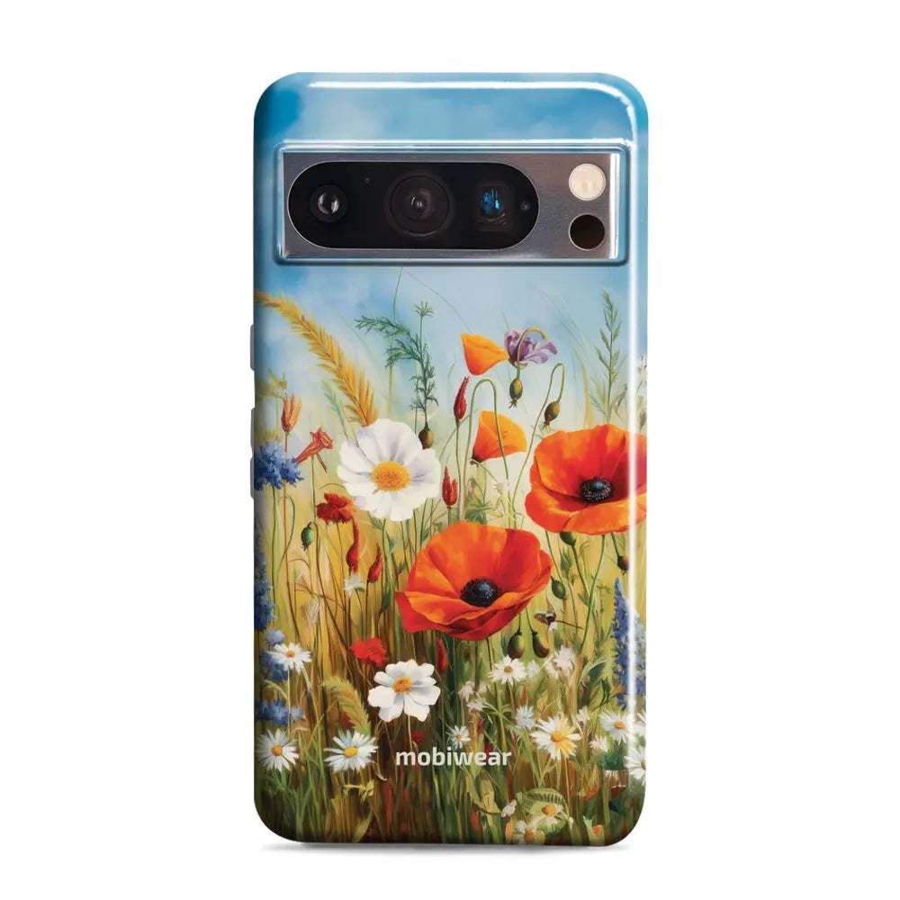 Handyhülle für Google Pixel 8 Pro, Mobiwear Elite Pro, Wiesenblumen