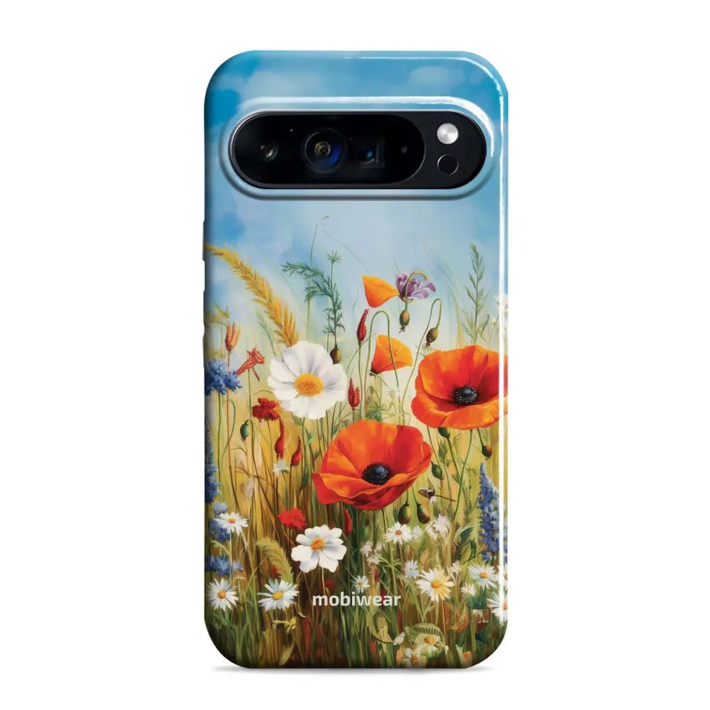 Handyhülle für Google Pixel 9 Pro, Mobiwear Elite Pro, Wiesenblumen