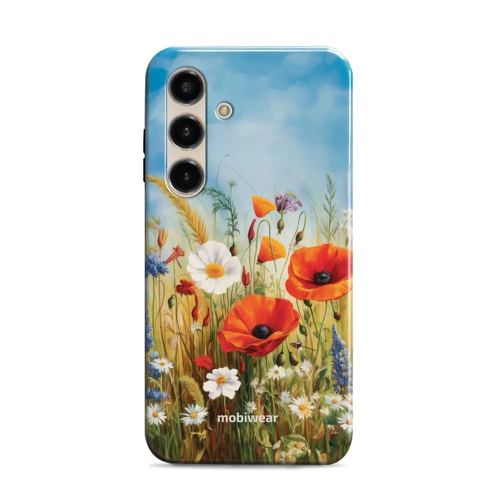 Handyhülle für Galaxy S24, Mobiwear Elite Pro, Wiesenblumen