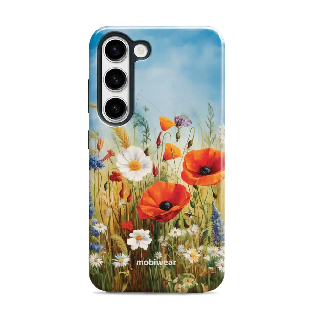Handyhülle für Galaxy S23, Mobiwear Elite Pro, Wiesenblumen