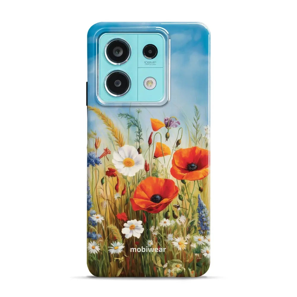 Handyhülle für Xiaomi Redmi Note 13 Pro 5G, Mobiwear Elite Pro, Wiesenblumen