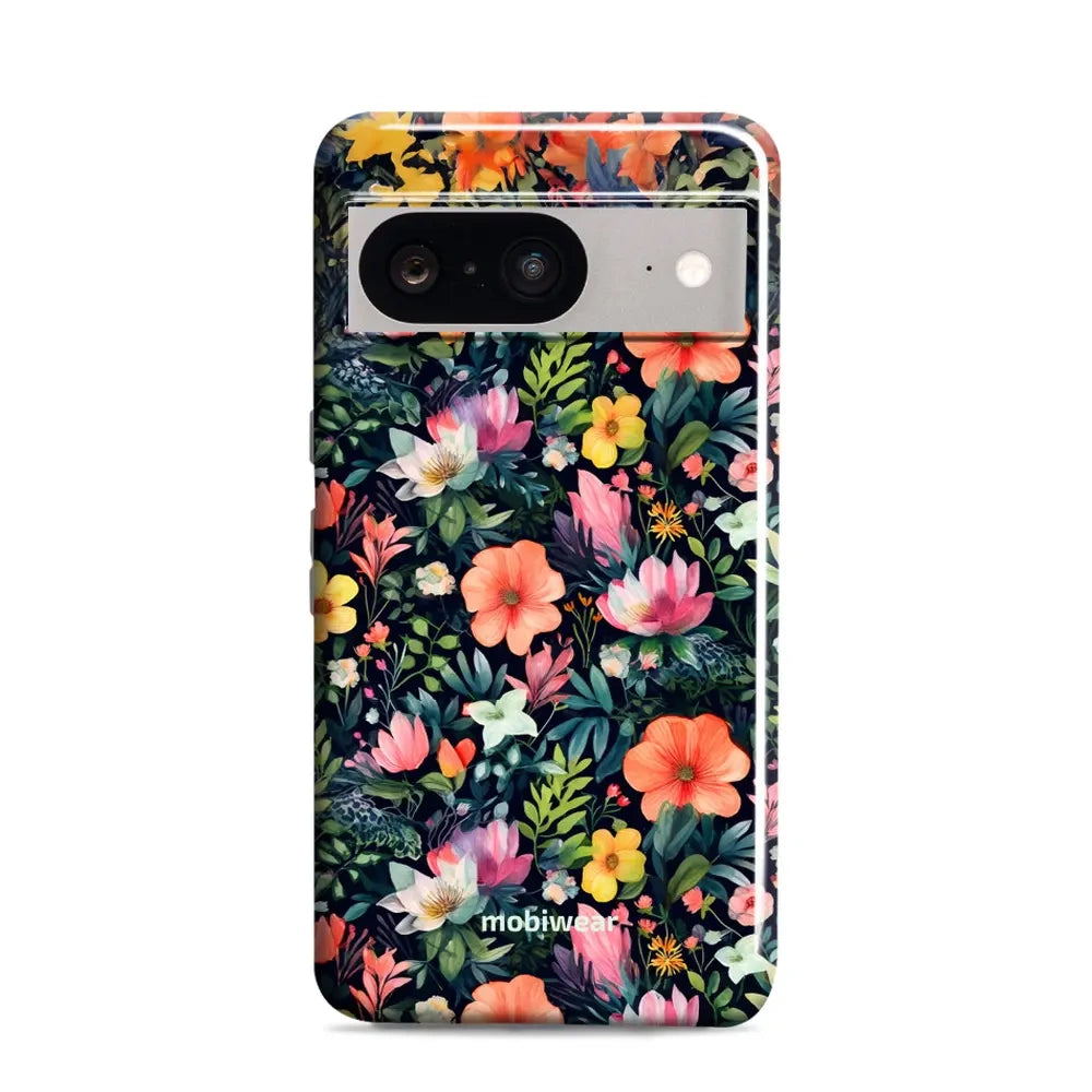 Handyhülle für Google Pixel 8, Mobiwear Elite Pro, Bunt-Blumig
