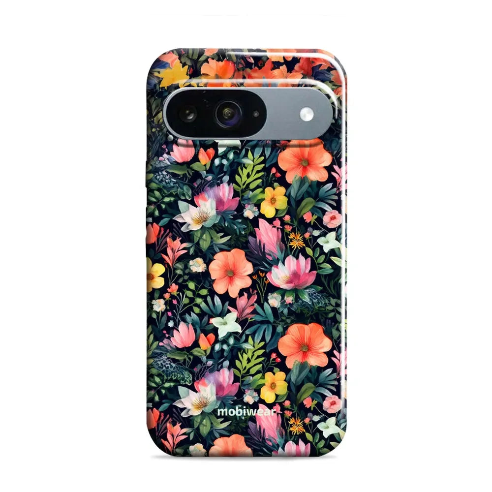 Handyhülle für Google Pixel 9, Mobiwear Elite Pro, Bunt-Blumig