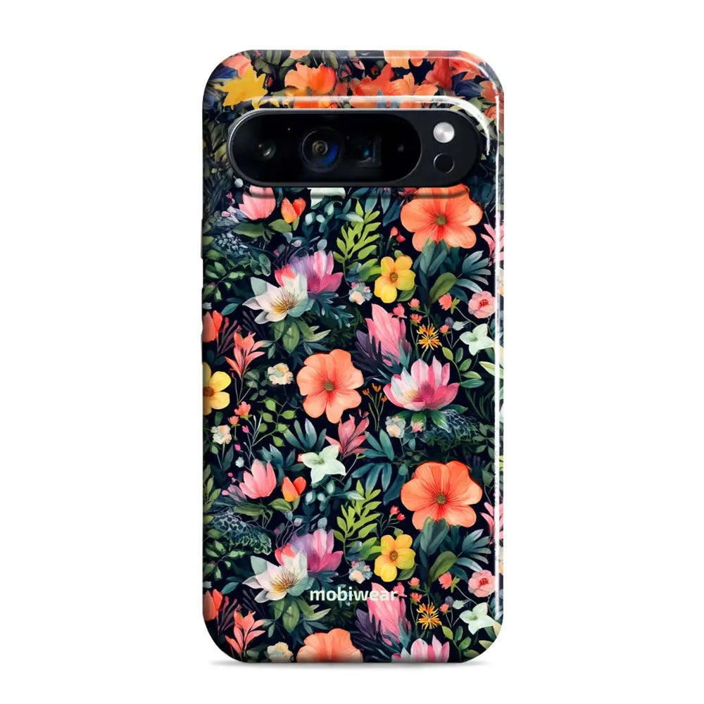 Handyhülle für Google Pixel 9 Pro, Mobiwear Elite Pro, Bunt-Blumig