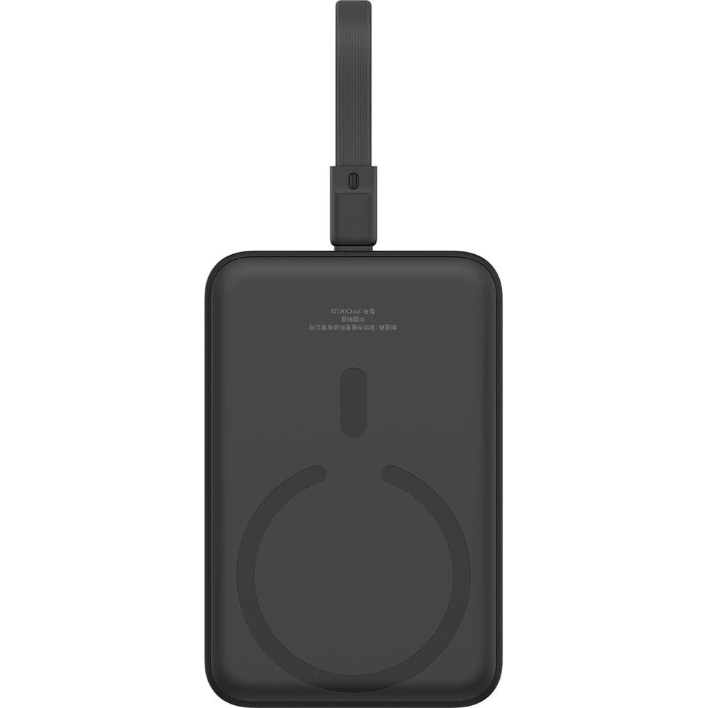 Baseus Magnetic Mini Induktive Qi-Powerbank mit integriertem Lightning-Kabel, für MagSafe, USB-C, 10 000 mAh 20W + Kabel, Schwarz