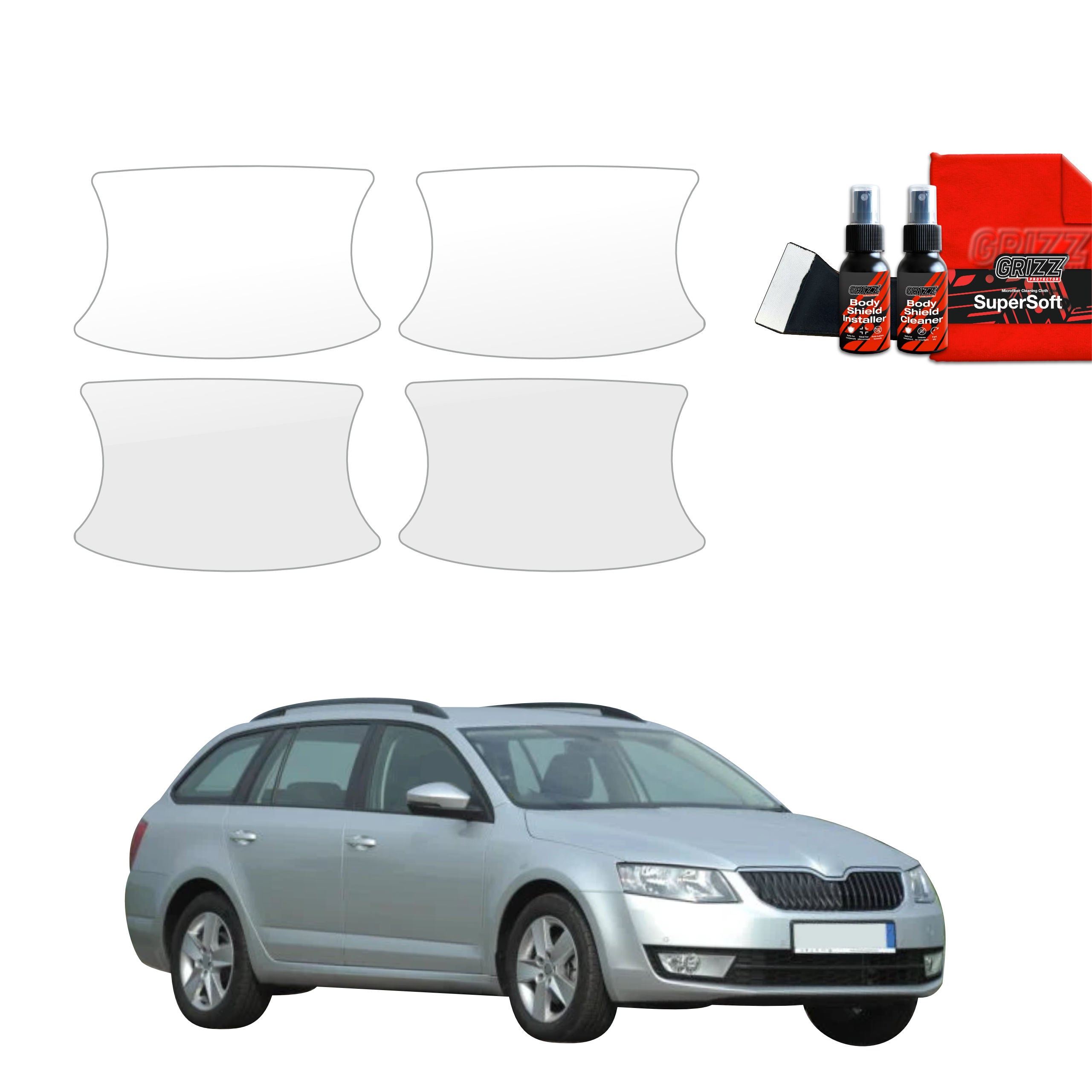 4in1 Schutzfolie Grizz Protector für Türgriffmulden - Skoda Octavia 3 Kombi 5D (2017-2020)