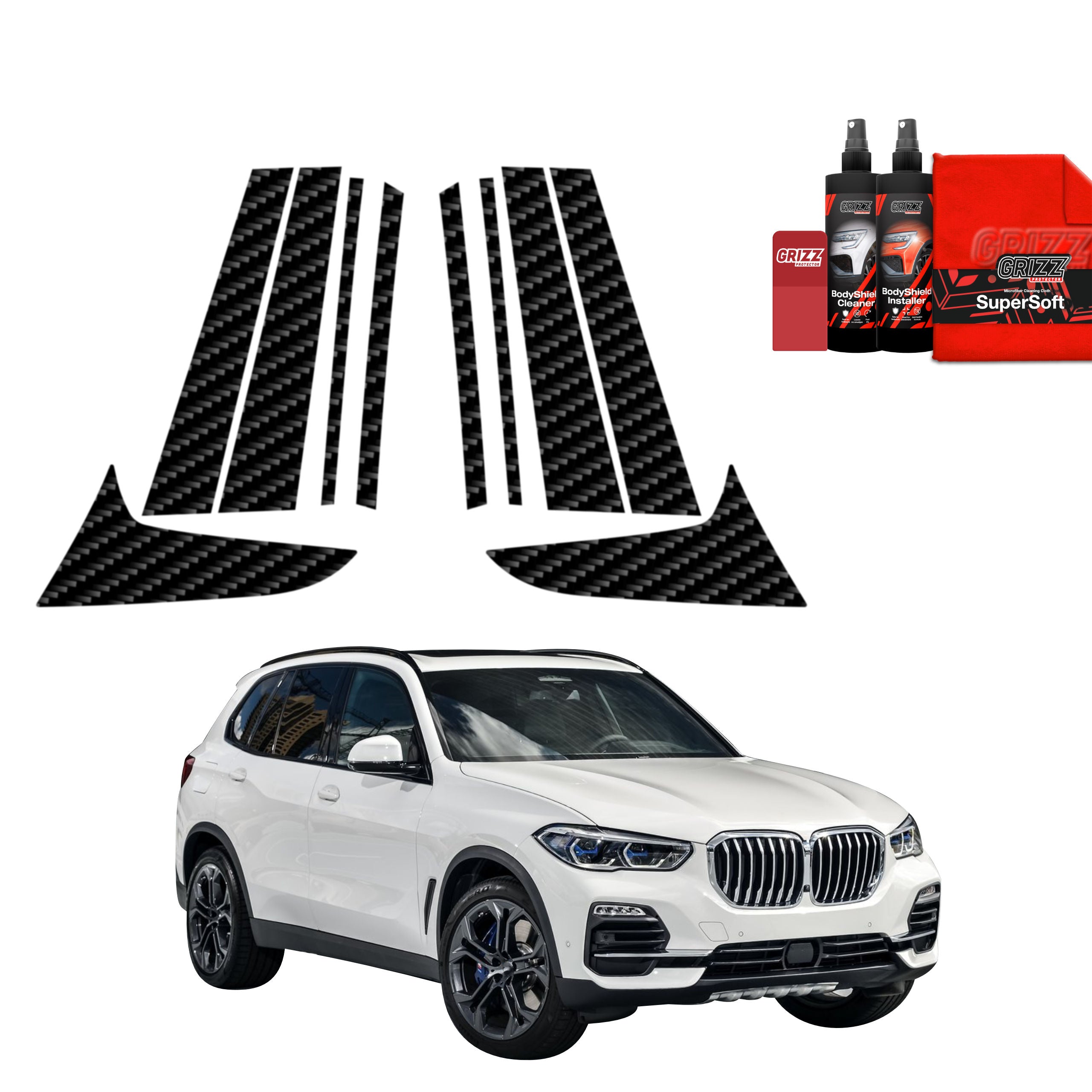 10in1 Kohlenstoff Schutzfolie Grizz Protector für B-C-Säule - BMW X5 (2018-2023)