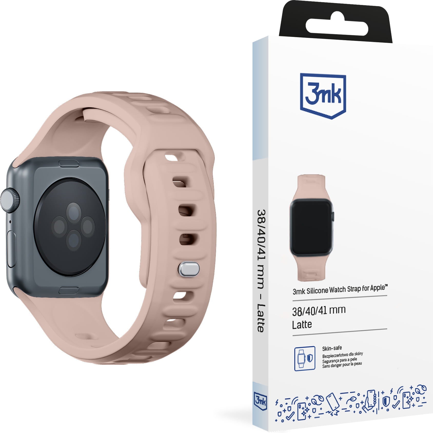 Armband für Apple Watch 38/40/41/42 mm, 3mk Silicone Watch Strap, Beige