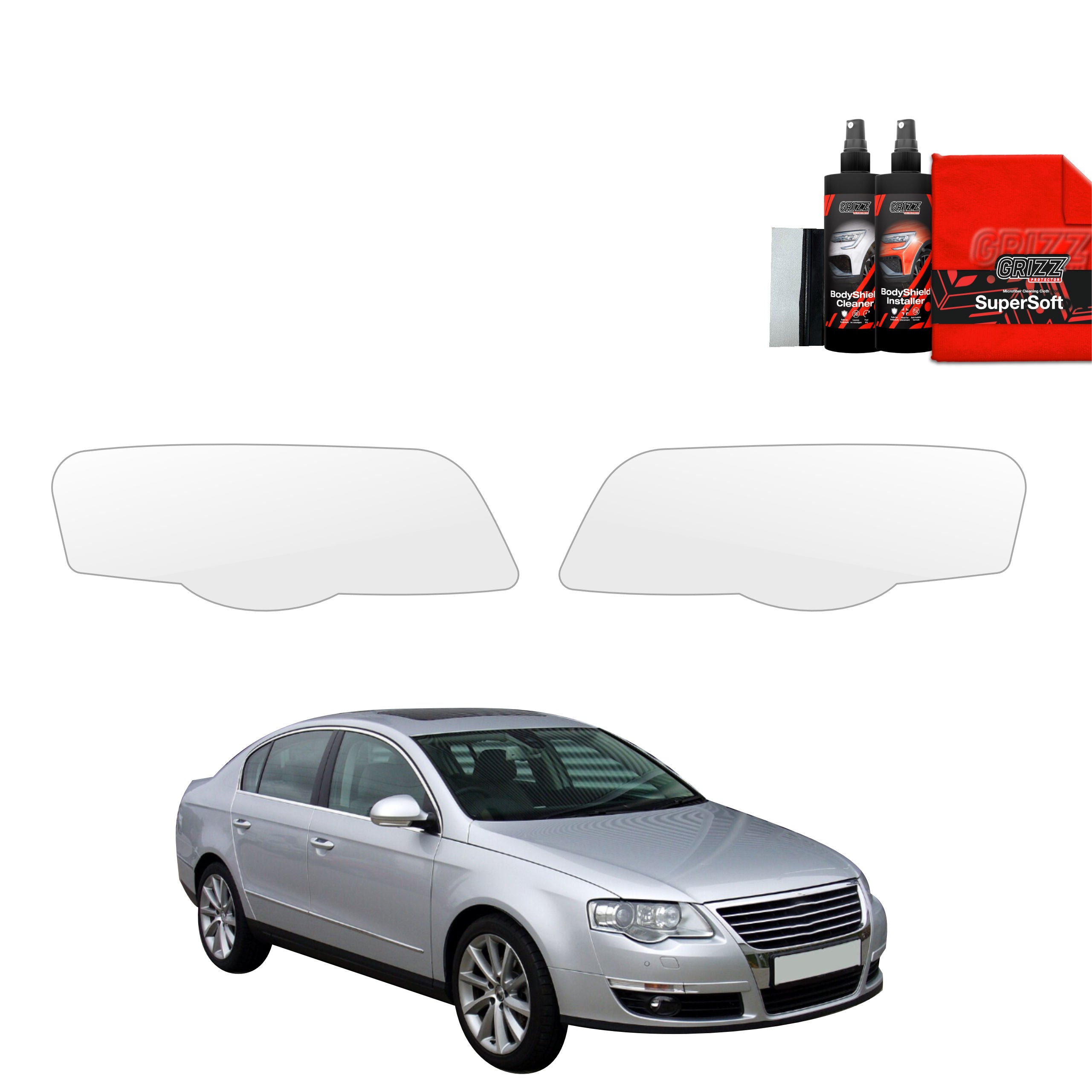 2in1 Schutzfolie Grizz Protector für Scheinwerfer - Volkswagen Passat B6 Sedan (2005-2010)