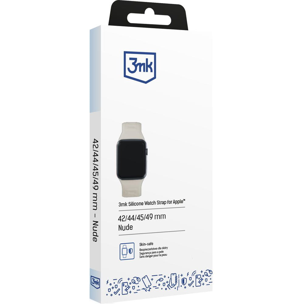 Armband für Apple Watch 49/46/45/44 mm, 3mk Silicone Watch Strap, Creme