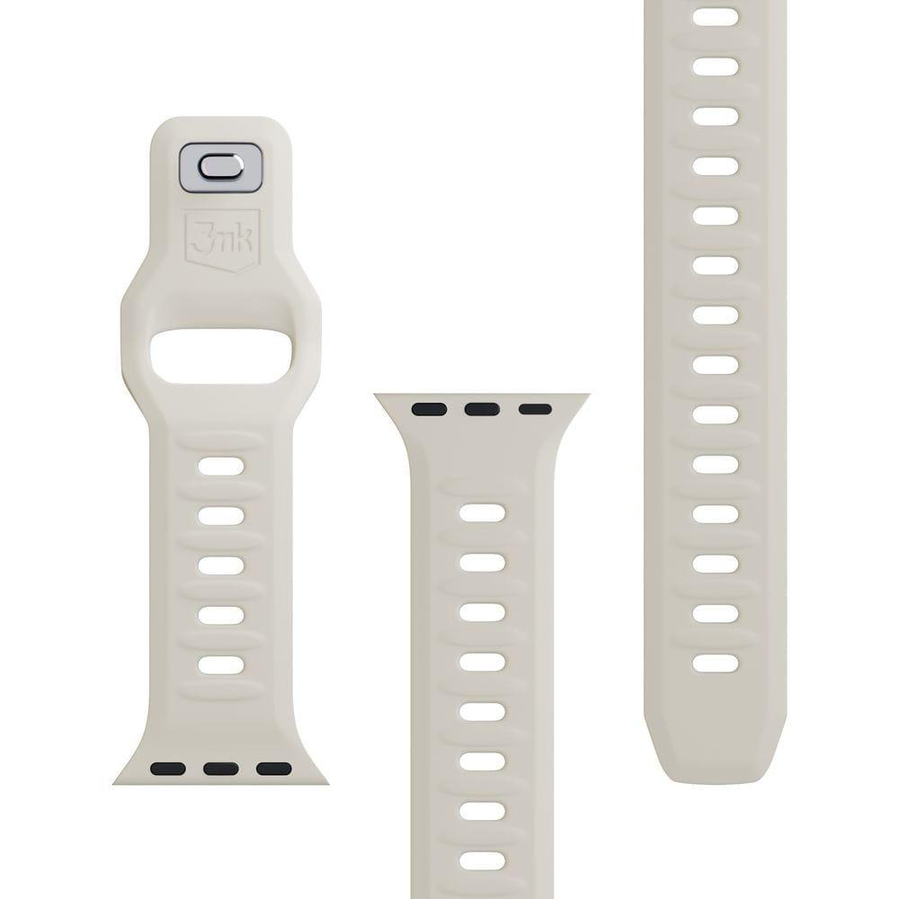 Armband für Apple Watch 49/46/45/44 mm, 3mk Silicone Watch Strap, Creme