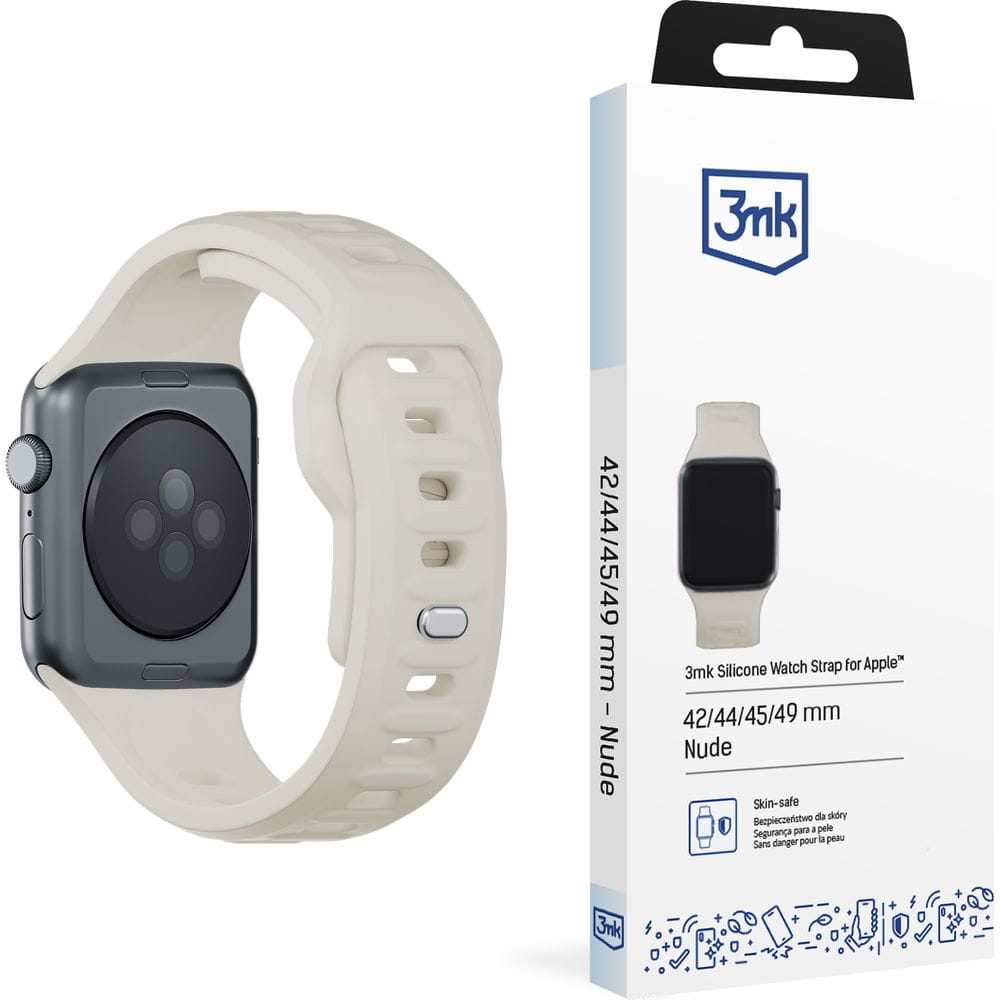 Armband für Apple Watch 49/46/45/44 mm, 3mk Silicone Watch Strap, Creme