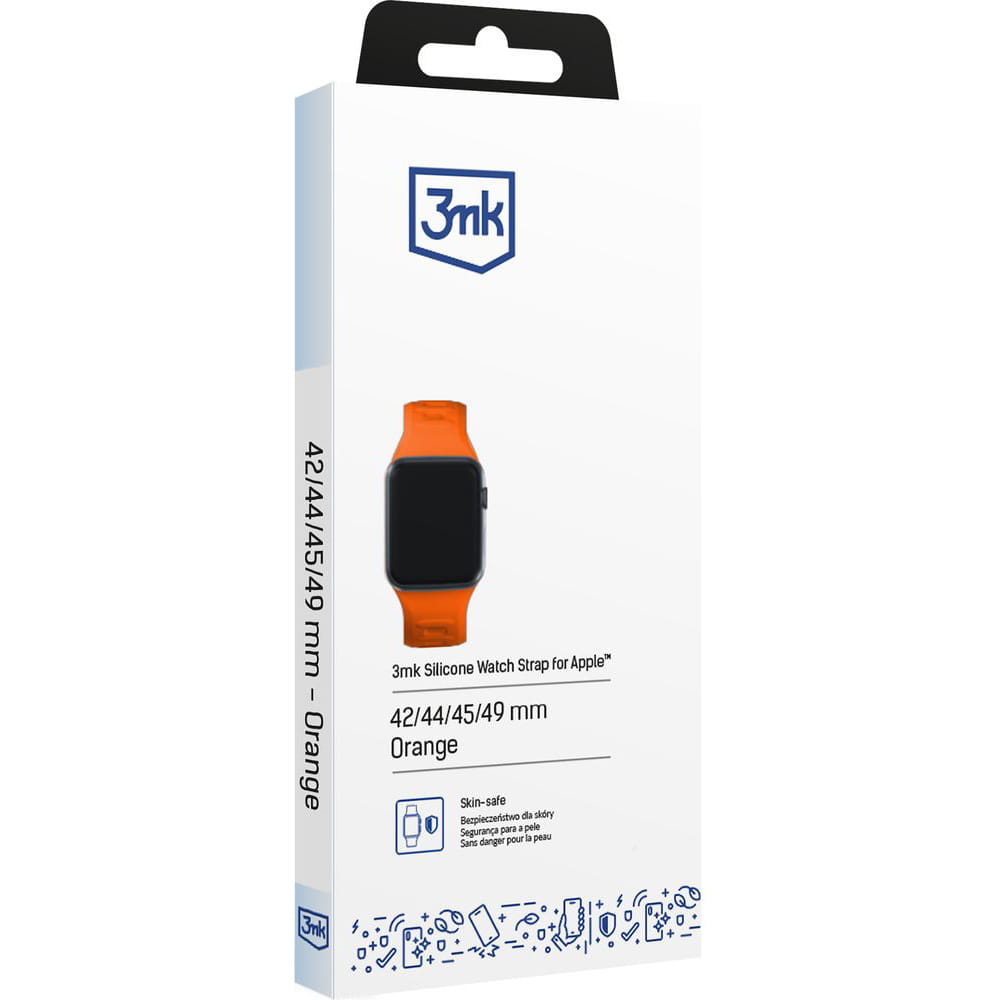 Armband für Apple Watch 49/46/45/44 mm, 3mk Silicone Watch Strap, Orange