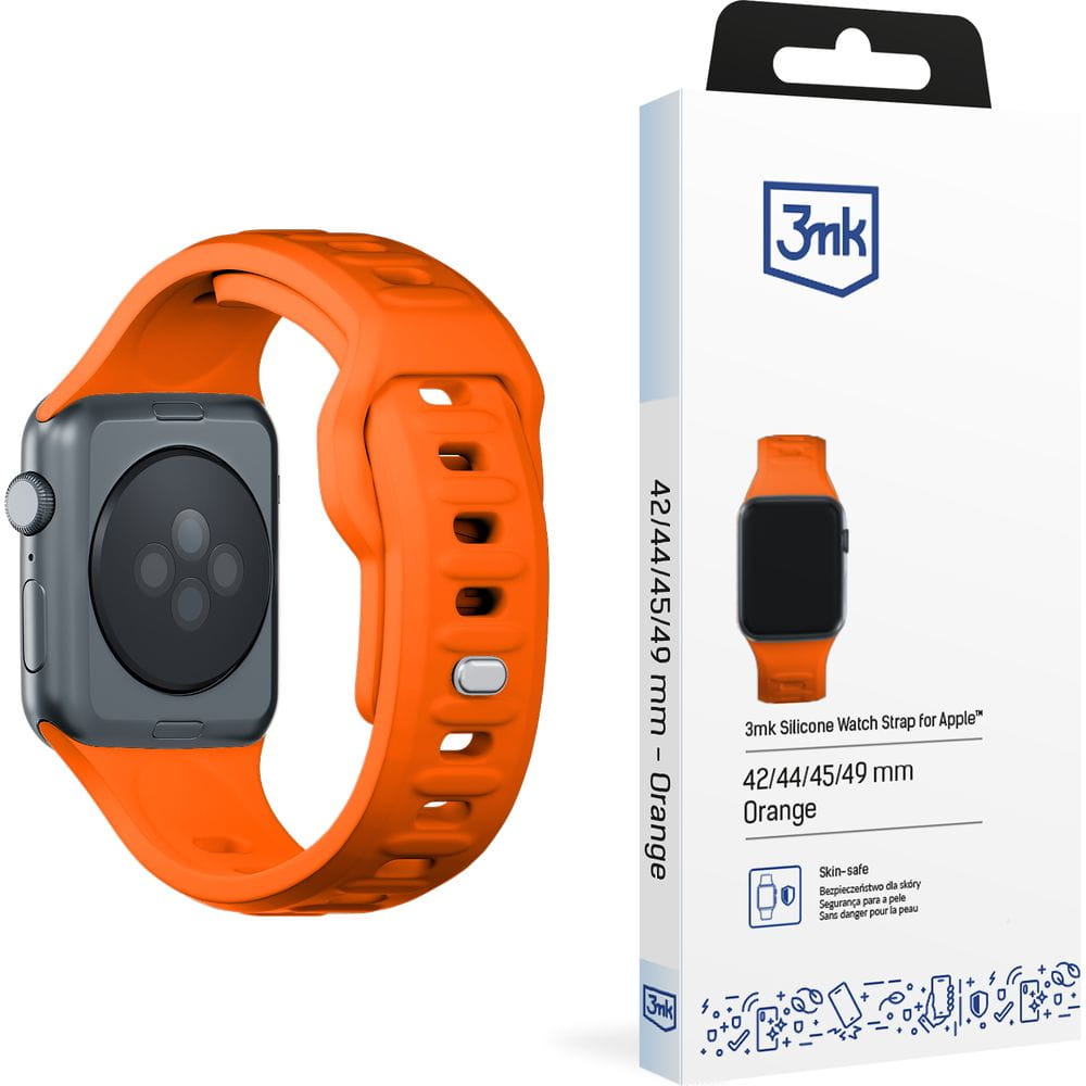 Armband für Apple Watch 49/46/45/44 mm, 3mk Silicone Watch Strap, Orange