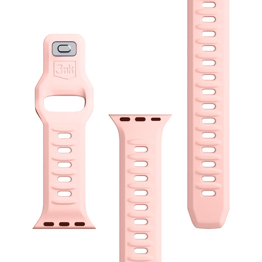 Armband für Apple Watch 49/46/45/44 mm, 3mk Silicone Watch Strap, Rosa