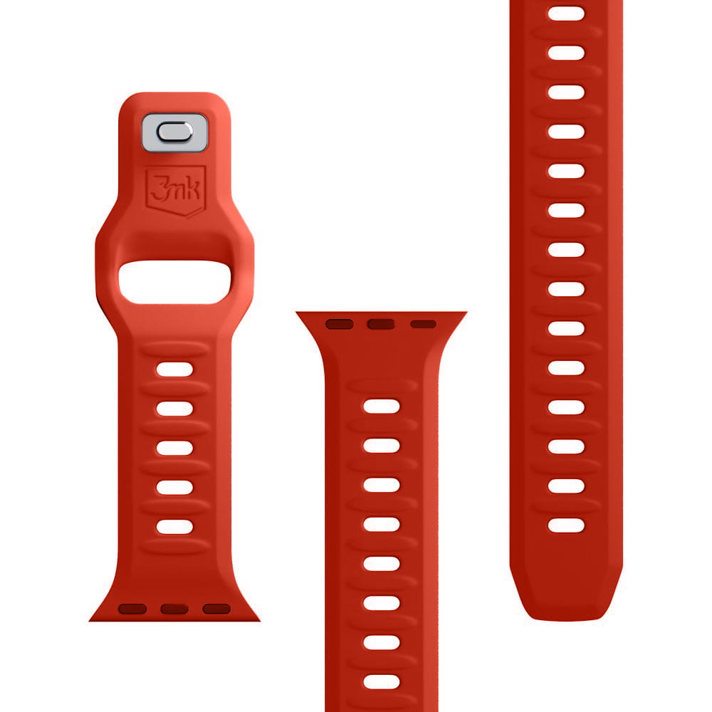 Armband für Apple Watch 49/46/45/44 mm, 3mk Silicone Watch Strap, Rot