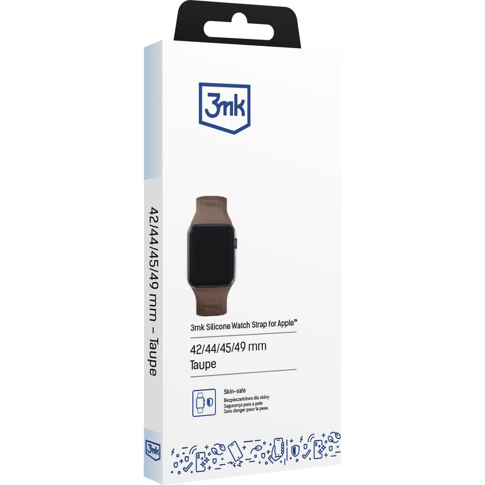 Armband für Apple Watch 49/46/45/44 mm, 3mk Silicone Watch Strap, Braun