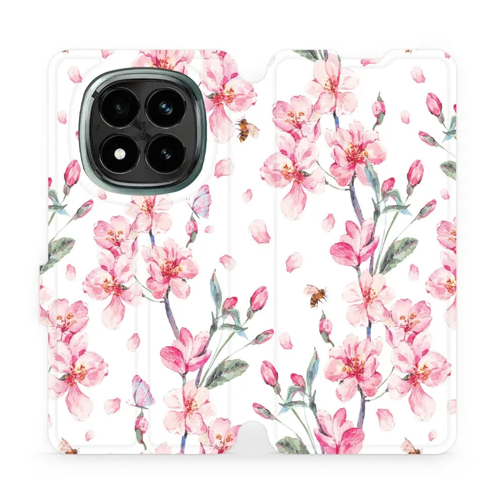 Handyhülle mit klappe für Xiaomi Redmi Note 14 Pro Plus 5G, Mobiwear Book, Rosa Frühling