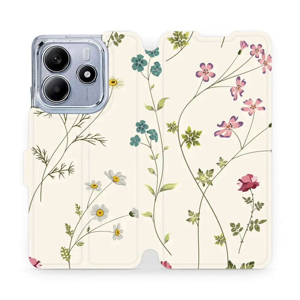 Handyhülle mit klappe für Xiaomi Redmi Note 14 5G, Mobiwear Book, Feldblumen