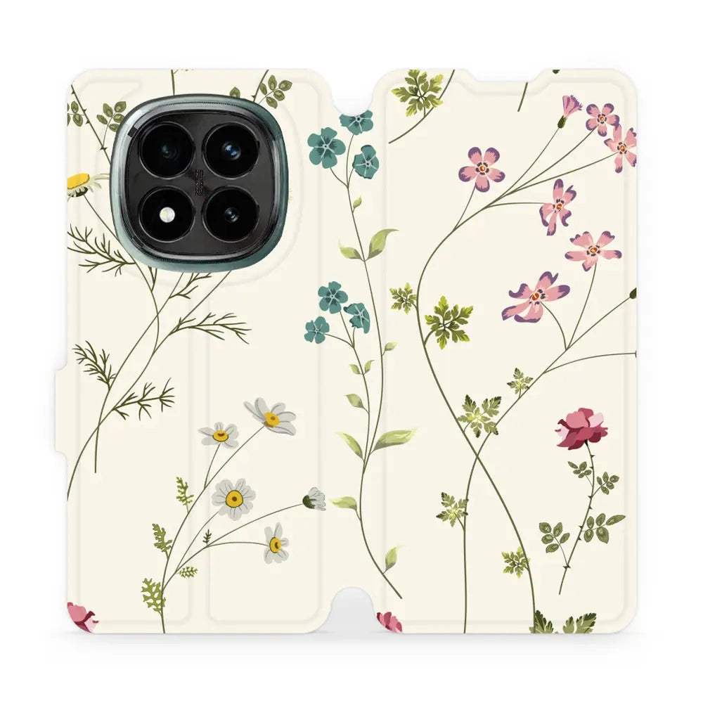Handyhülle mit klappe für Xiaomi Redmi Note 14 Pro Plus 5G, Mobiwear Book, Feldblumen