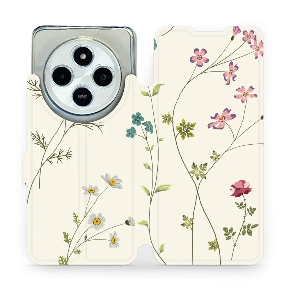 Handyhülle mit klappe für Xiaomi POCO C75, Mobiwear Book, Feldblumen