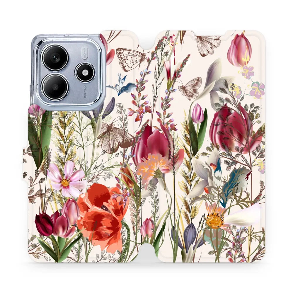 Handyhülle mit klappe für Xiaomi Redmi Note 14 5G, Mobiwear Book, Blumenstrauß