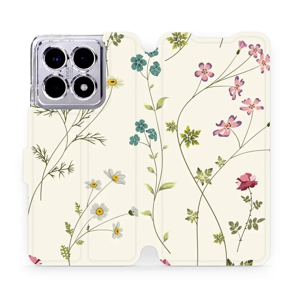 Handyhülle mit klappe für Xiaomi 14T, Mobiwear Book, Feldblumen