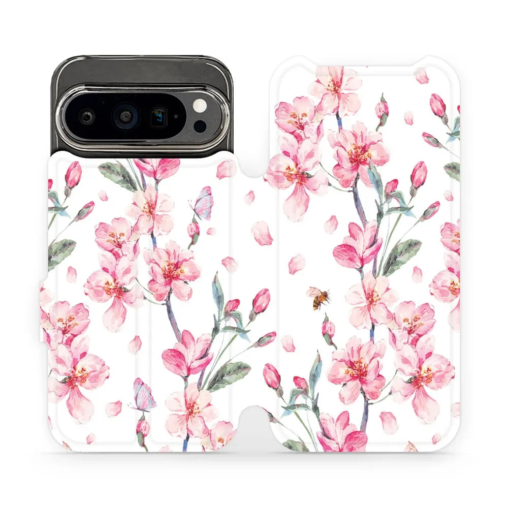 Handyhülle mit klappe für Google Pixel 9 Pro, Mobiwear Book, Rosa Frühling