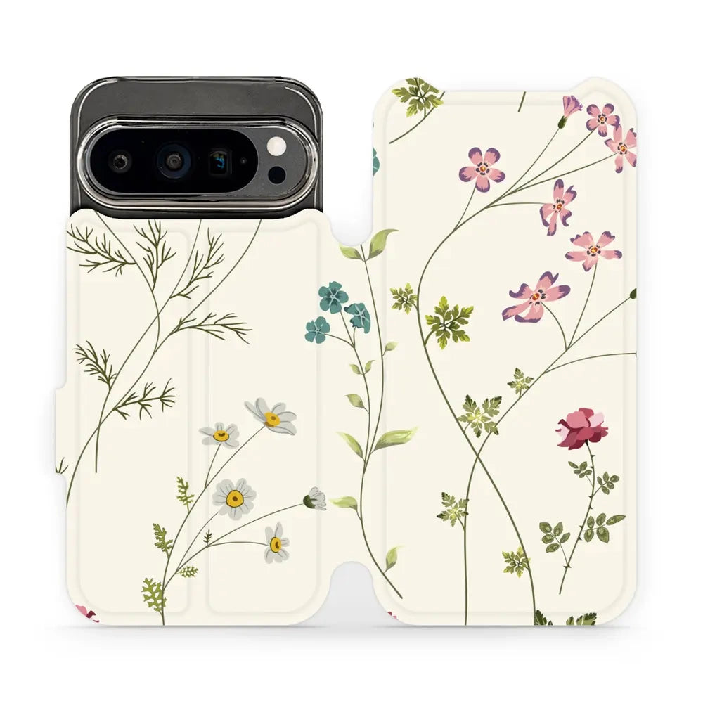 Handyhülle mit klappe für Google Pixel 9 Pro, Mobiwear Book, Feldblumen