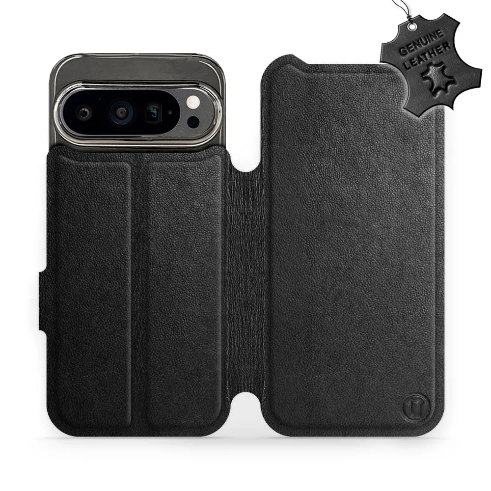 Echtleder Handyhülle für Google Pixel 9 Pro, Mobiwear Leather, Schwarz