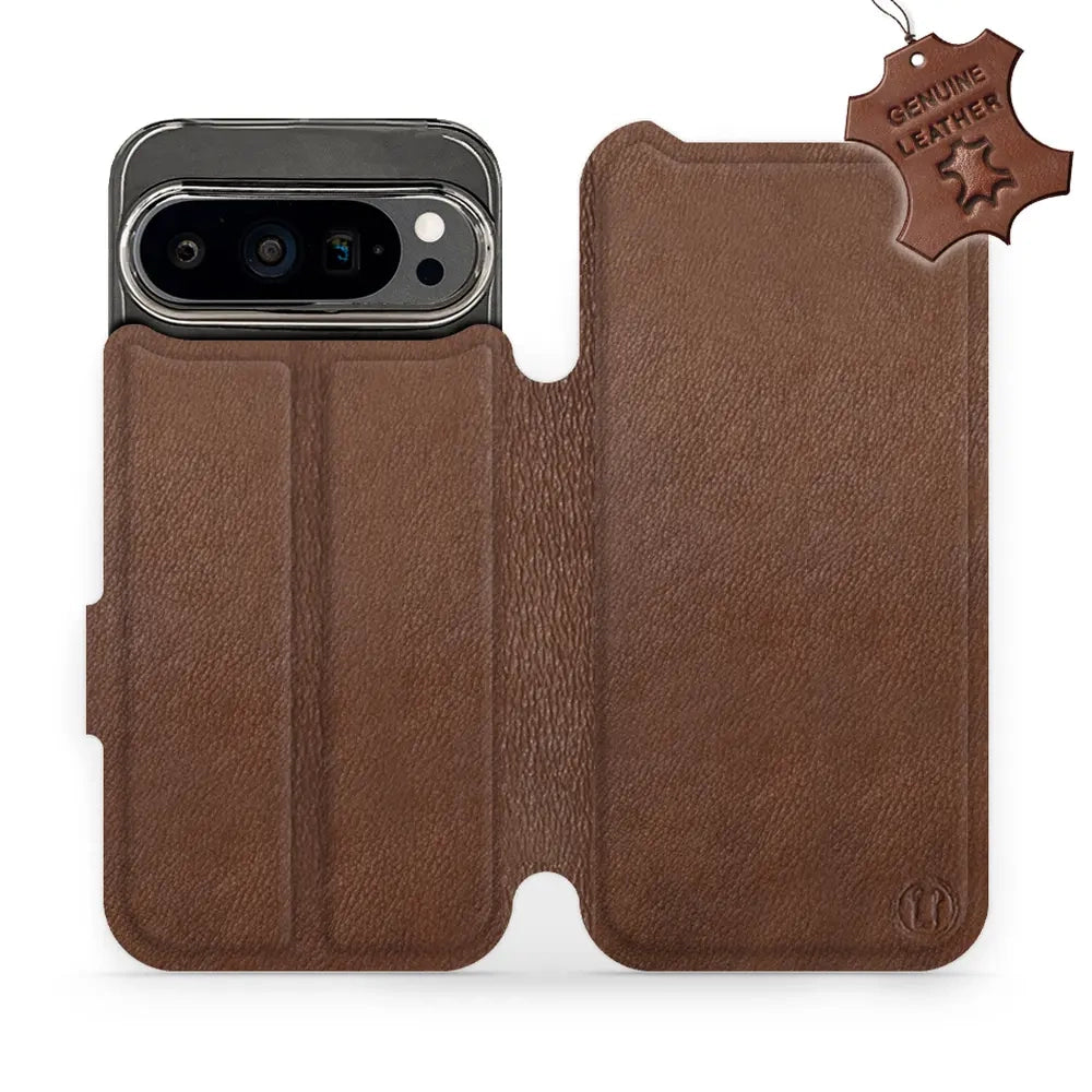 Echtleder Handyhülle für Google Pixel 9 Pro, Mobiwear Leather, Braun