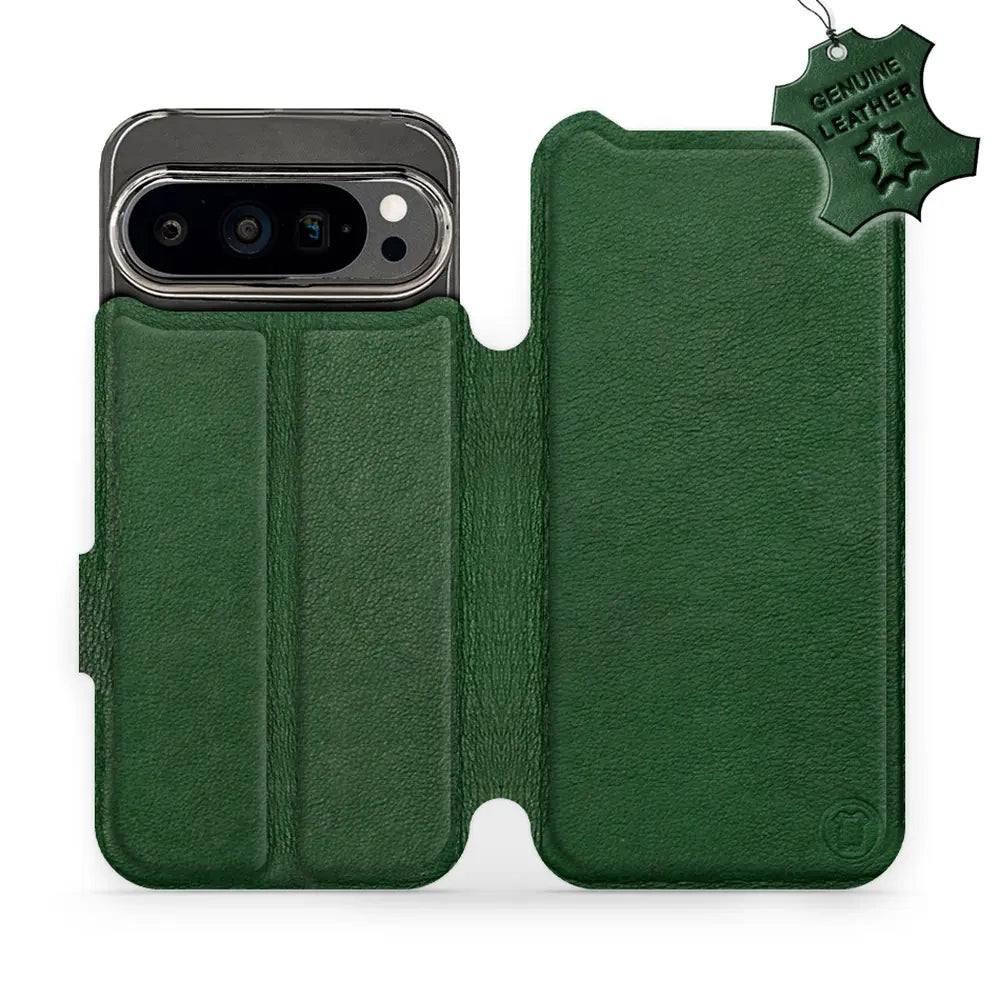 Echtleder Handyhülle für Google Pixel 9 Pro, Mobiwear Leather, Grün