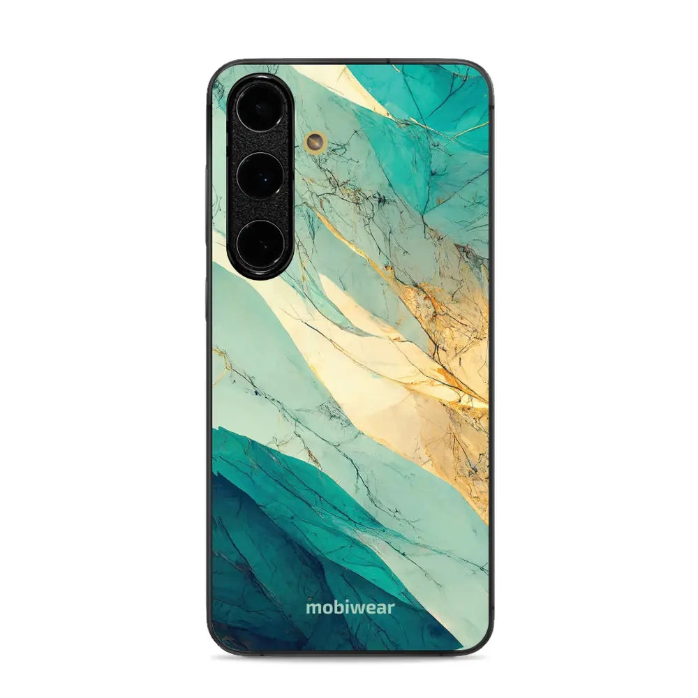 Handyhülle für Galaxy S24 FE, Mobiwear Glossy Case, Türkis-Marmor