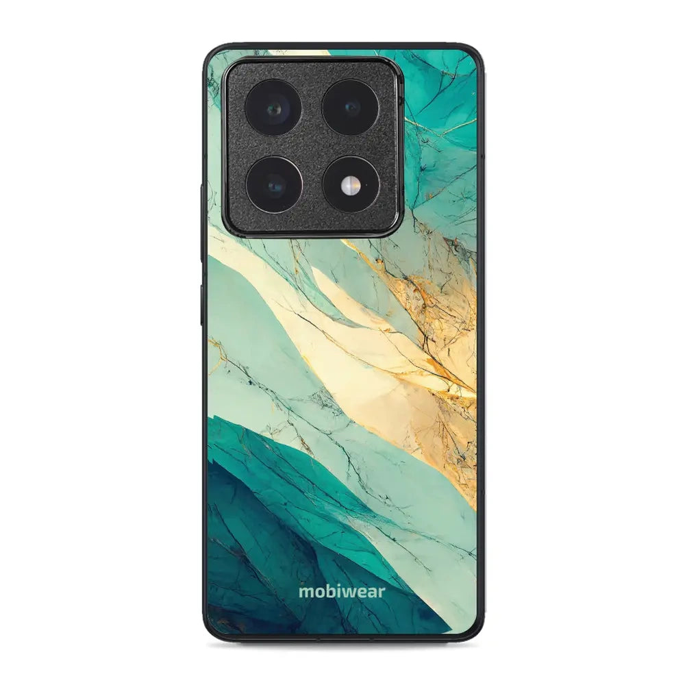 Handyhülle für Xiaomi 14T Pro, Mobiwear Glossy Case, Türkis-Marmor