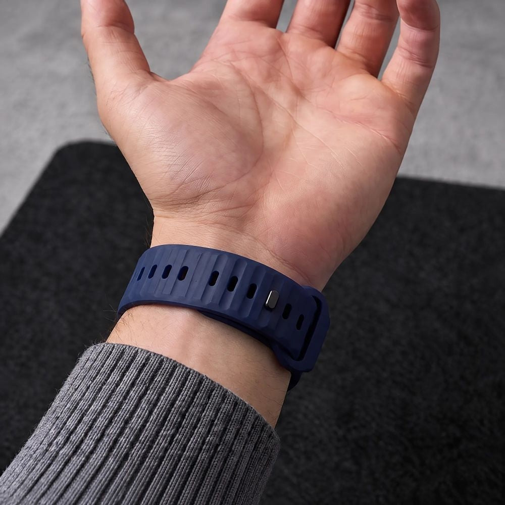 Armband für Apple Watch 49/46/45/44 mm, Tech-Protect Silicone Line, Blau (3/8)