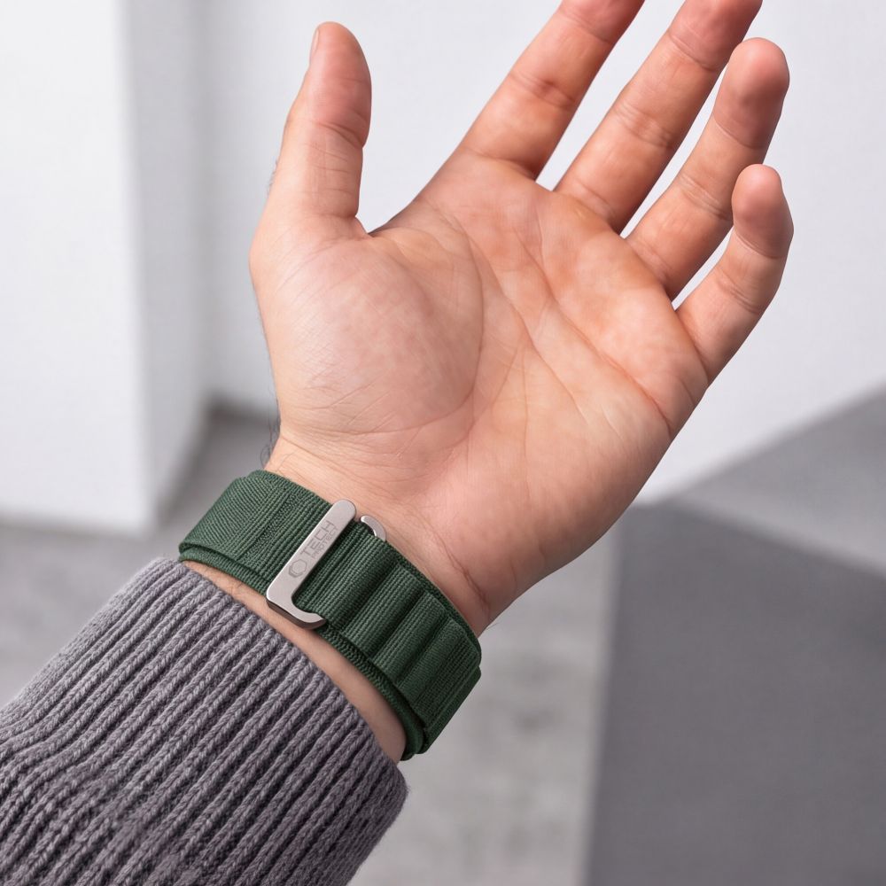 Armband für Apple Watch 49/46/45/44 mm, Tech Protect Nylon Pro, Grün (3/7)