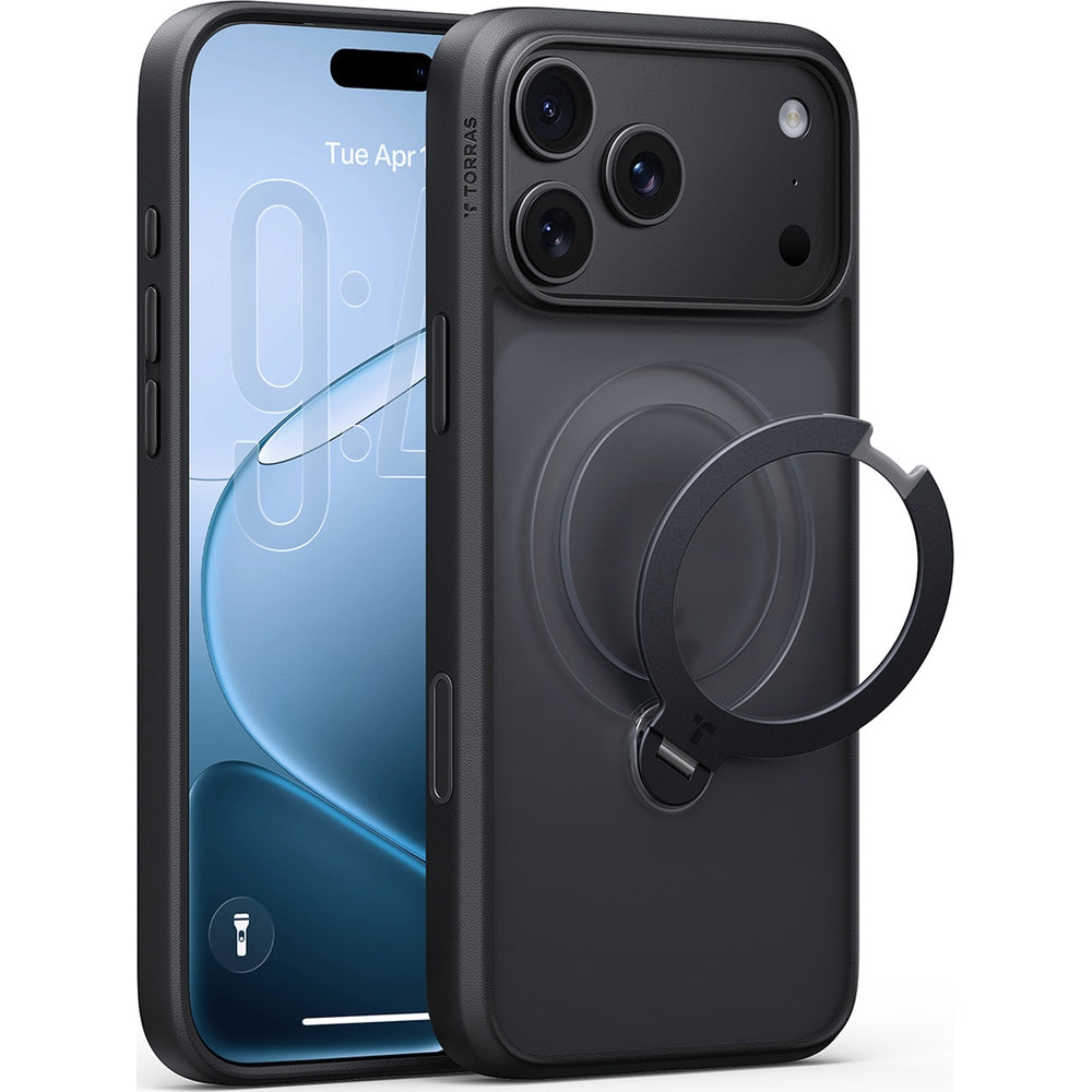 Handyhülle für iPhone 18 Pro / 17 Pro Torras Ostand Q3 Spin, Schwarz (3/6)