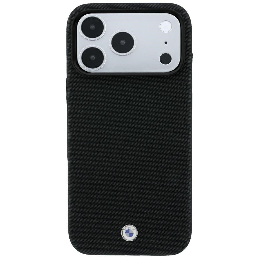 Handyhülle für iPhone 18 Pro / 17 Pro, BMW Kevlar Metal Logo mit MagSafe, Schwarz (3/8)