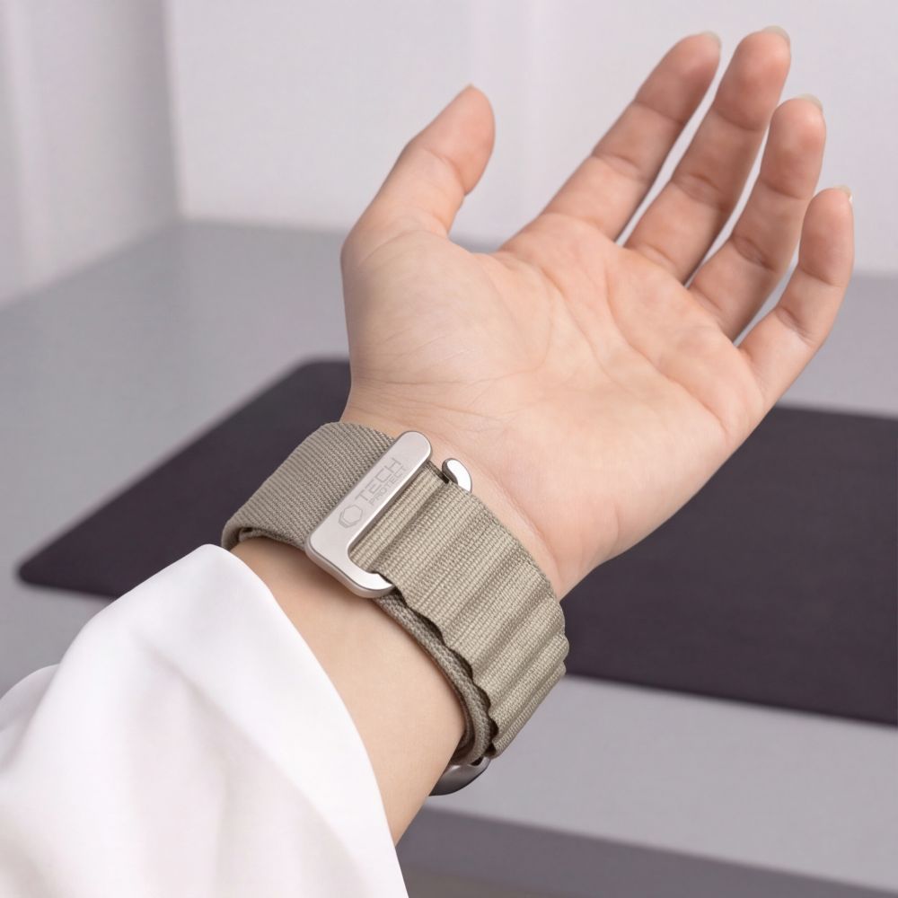 Armband für Apple Watch 49/46/45/44 mm, Tech Protect Nylon Pro, Titan/Olive (3/8)