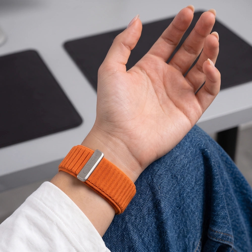 Armband für Apple Watch 44/45/46/49 mm, Tech Protect Nylon Pro, Orange (3/8)