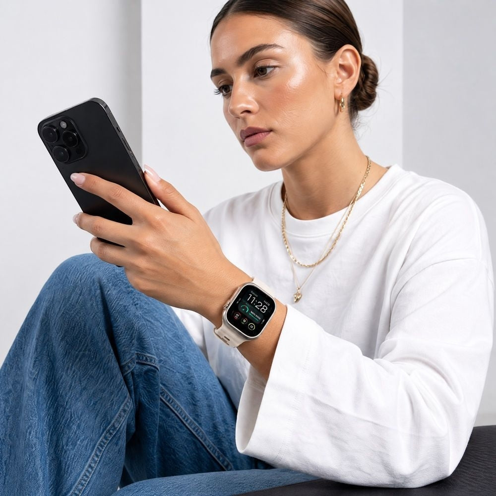 Armband für Apple Watch 49/46/45/44 mm, Tech-Protect Silicone Line, Beige (3/8)