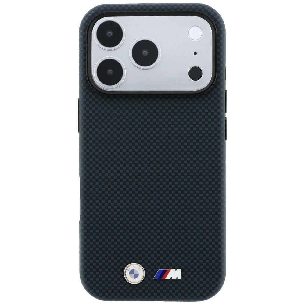 Handyhülle für iPhone 18 Pro / 17 Pro, BMW M Quadrille Kevlar Metal Logo mit MagSafe, Dunkelblau (3/8)