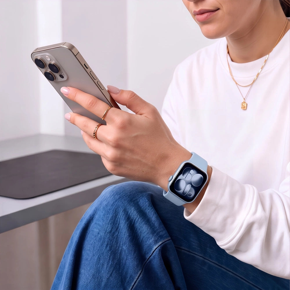 Armband für Apple Watch 42/41/40/38 mm, Tech-Protect Silicone, Hellblau (3/9)