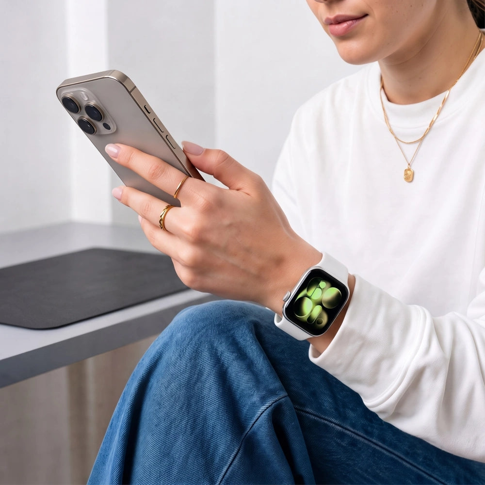 Armband für Apple Watch 42/41/40/38 mm, Tech-Protect Silicone, Weiß (3/9)