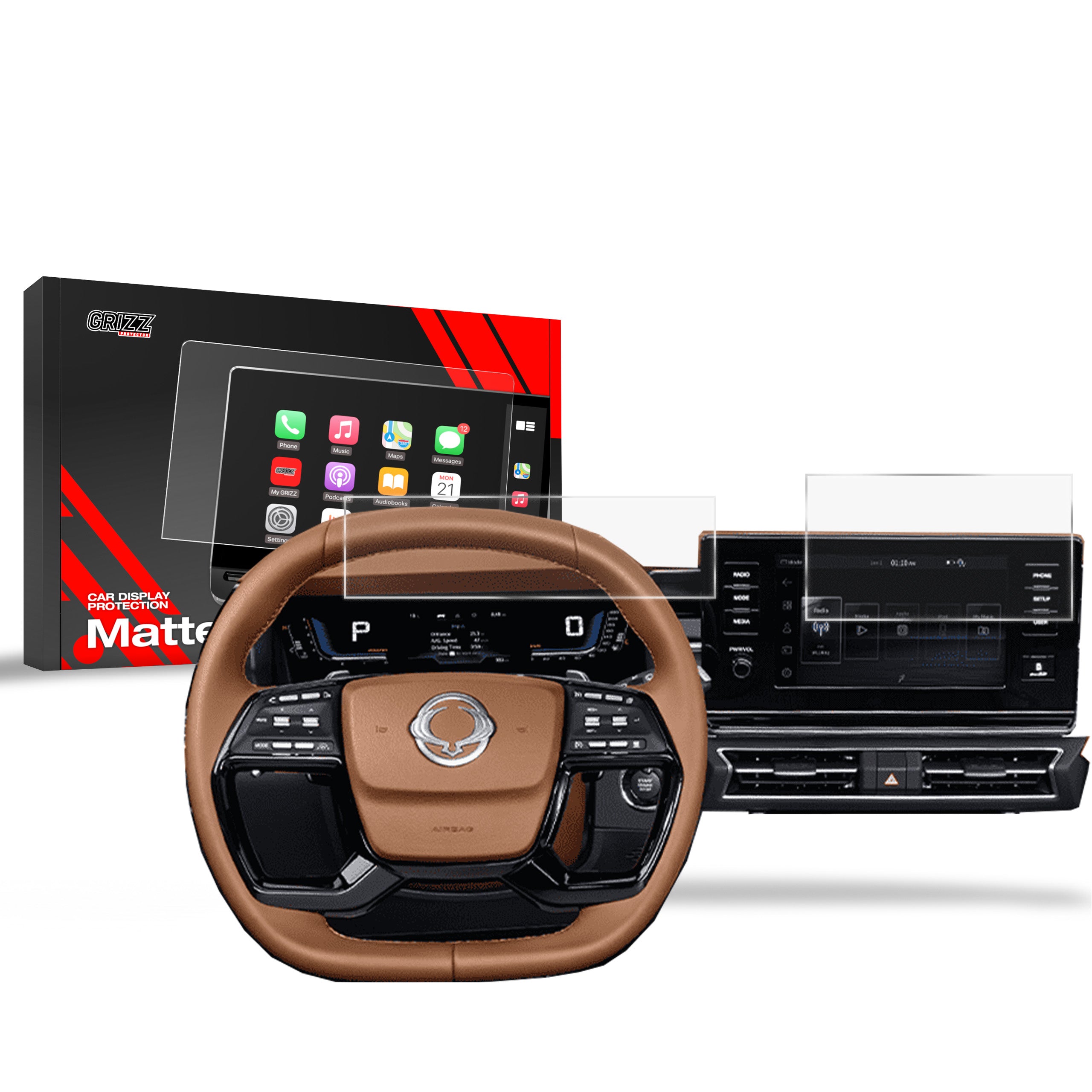 Matte Autodisplayfolie 2in1 für SsangYong Torres 9" (2023-2025), Grizz Protector