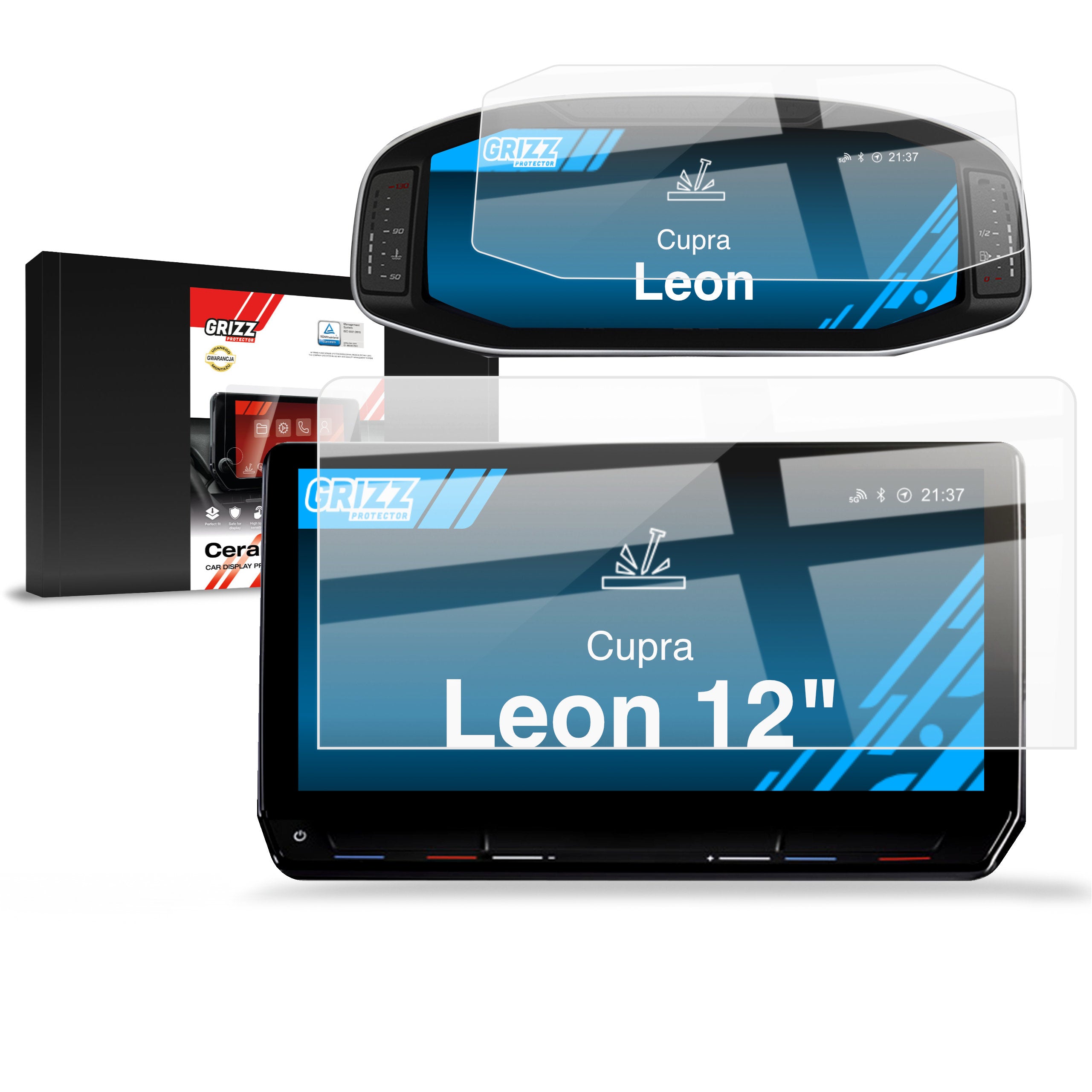 Keramische Autodisplayfolie 2in1 für Cupra Leon 12" (2020-2024), Grizz Protector