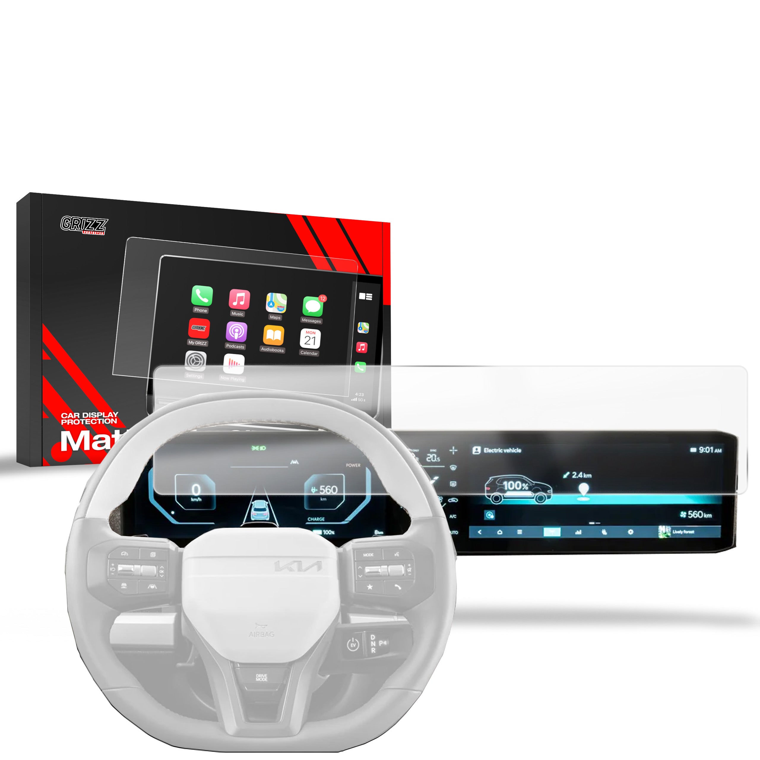 Matte Autodisplayfolie für Kia EV3 (2025), Grizz Protector