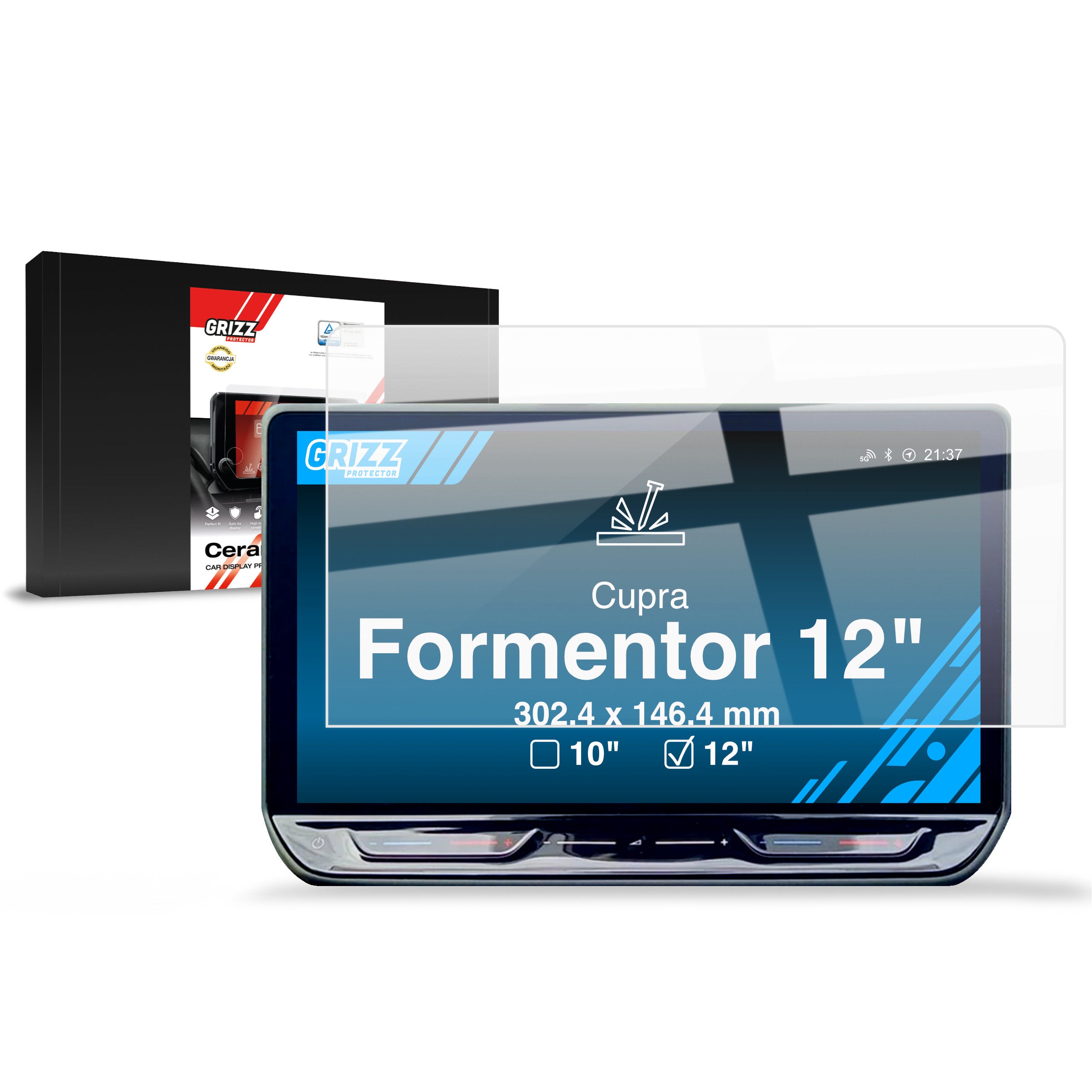 Keramische Autodisplayfolie für Cupra Formentor 12" (2020-2024), Grizz Protector